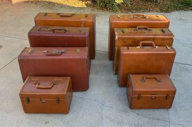 Lot of 8 Vintage Suitcases Luggage Set 7 Samsonite 1 Taperlite Mid Century MCM