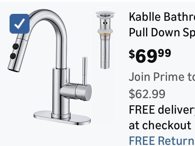 Bathroom Sink Faucet with Pull Down Sprayer, Chrome Single Handle Pull Out Faucet, Pop-Up Drain