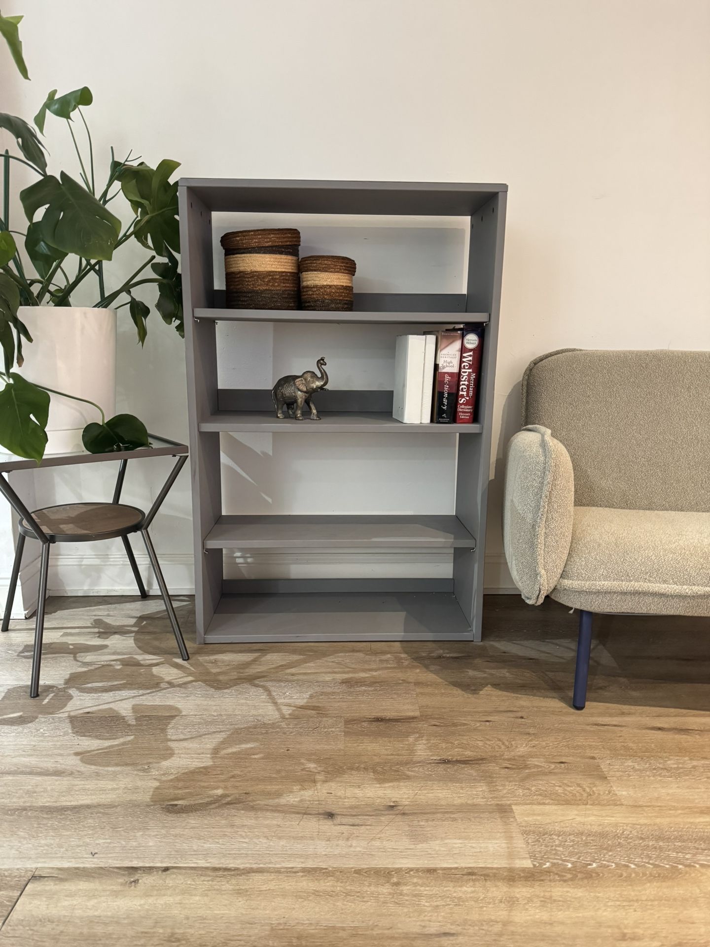 Solid wood mounted 4 shelf book case cabinet came out closet mounted