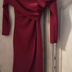 V Neck Red Dress 