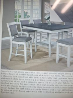 Counter High Table . 4 Chairs 1 Bench
