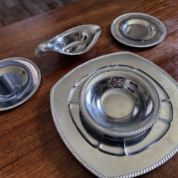 5-Piece Silver Serving Dish Set – Vintage Look
