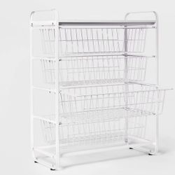 4 Drawer Metal Storage Organizer White