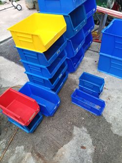 Plastic Stackable Storage Bins Mixed Lot