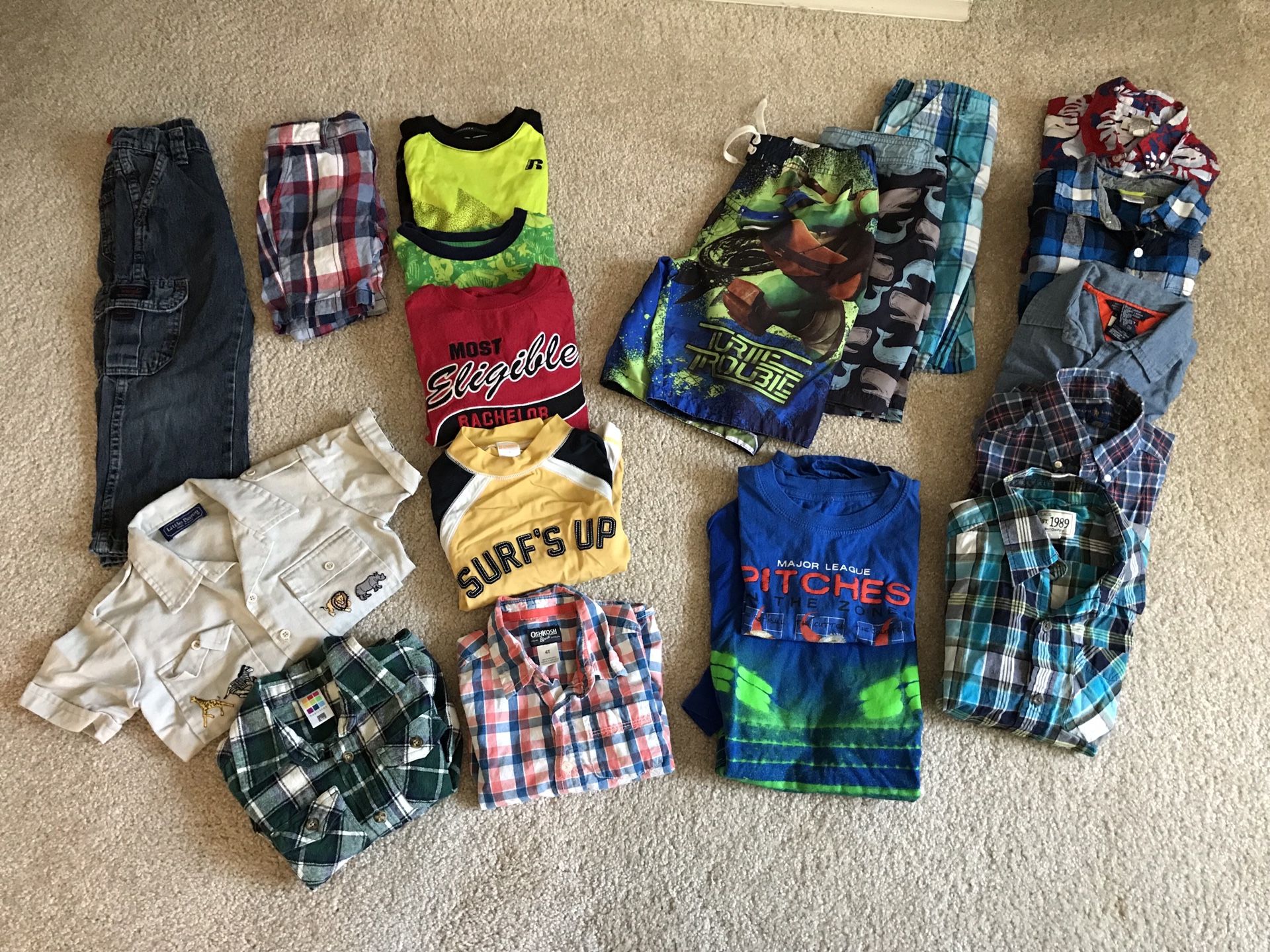 Boys Clothes Assorted Lot of 19 Size Range From 4t-10/12