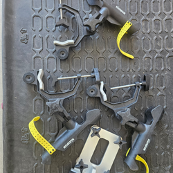 Trolling motor mount and 3 clamp on fishing pole holders