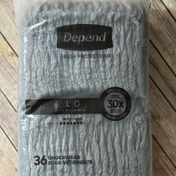 Depends for men, large, maximum coverage, 36 pair of underwear