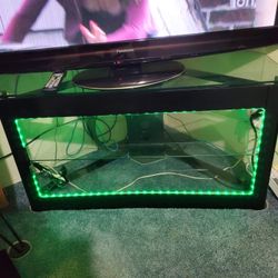 Glass & Black Onyx Corner TV Stand