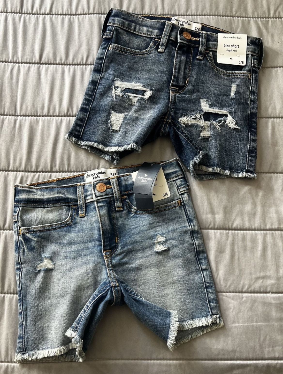 GIRLS “abercrombie kids” jean biker shorts $30 for both