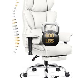 Large Executive Leather Office Chair with Footrest