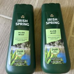 Irish Spring 24 Hour Fresh ALOE MIST Moisturizing Face & Body Wash-20oz. Each