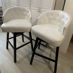 White Leather Bar Stools For Sale