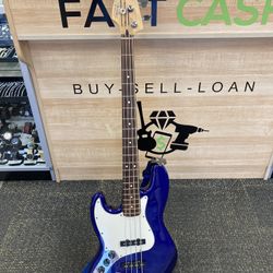 FENDER Jazz Bass 1999 4 String Left Handed Bass Guitar Blue/White