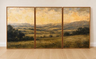 Abstract Rustic Countryside Forest Wall Decor,Retro Oil Painting
