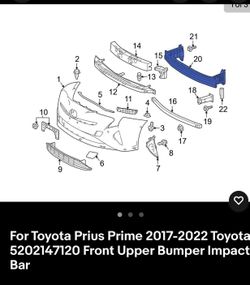 Toyota Prius 2016 -2022 Front Upper Bumper Impact Bara