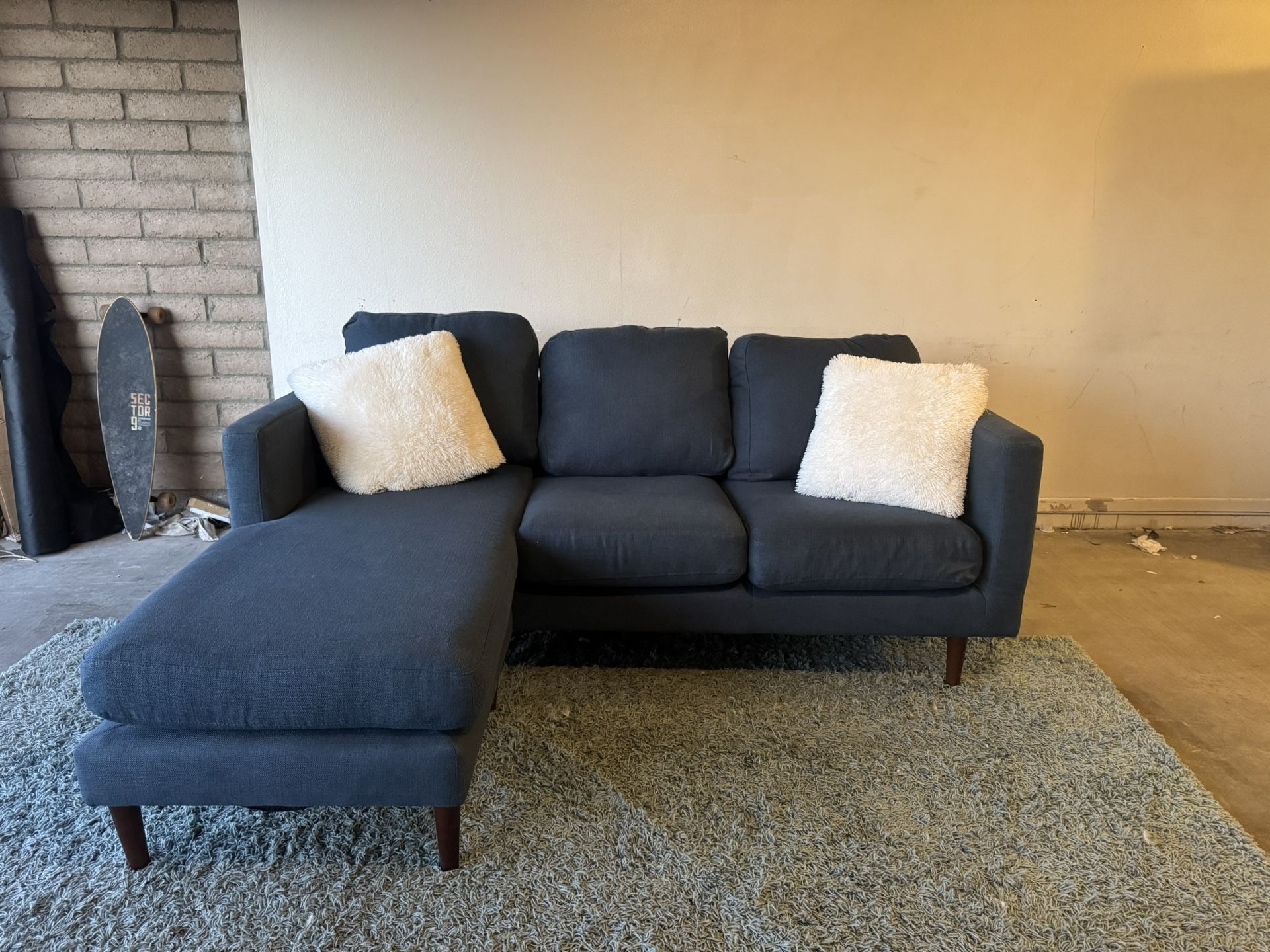 Blue Sectional Sofa Couch Sala Reversible Chaise
