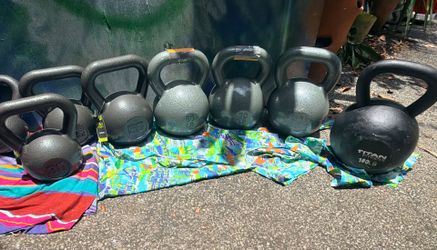 KETTLEBELLS = EVERY SIZE : 10s = $20 / 12s = $24 / 15s = $20 & $35 / 20s = $25 & $40 / 25s = $45 / 30s = $55 / 35s = $60 / 35 = $60 / 40s = $