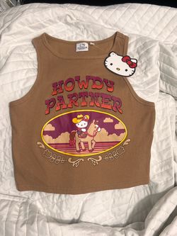 Hello Kitty Howdy Partner Ribbed Crop Tank Top