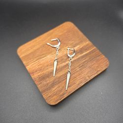 Silver Drop Spike Dangle Earrings