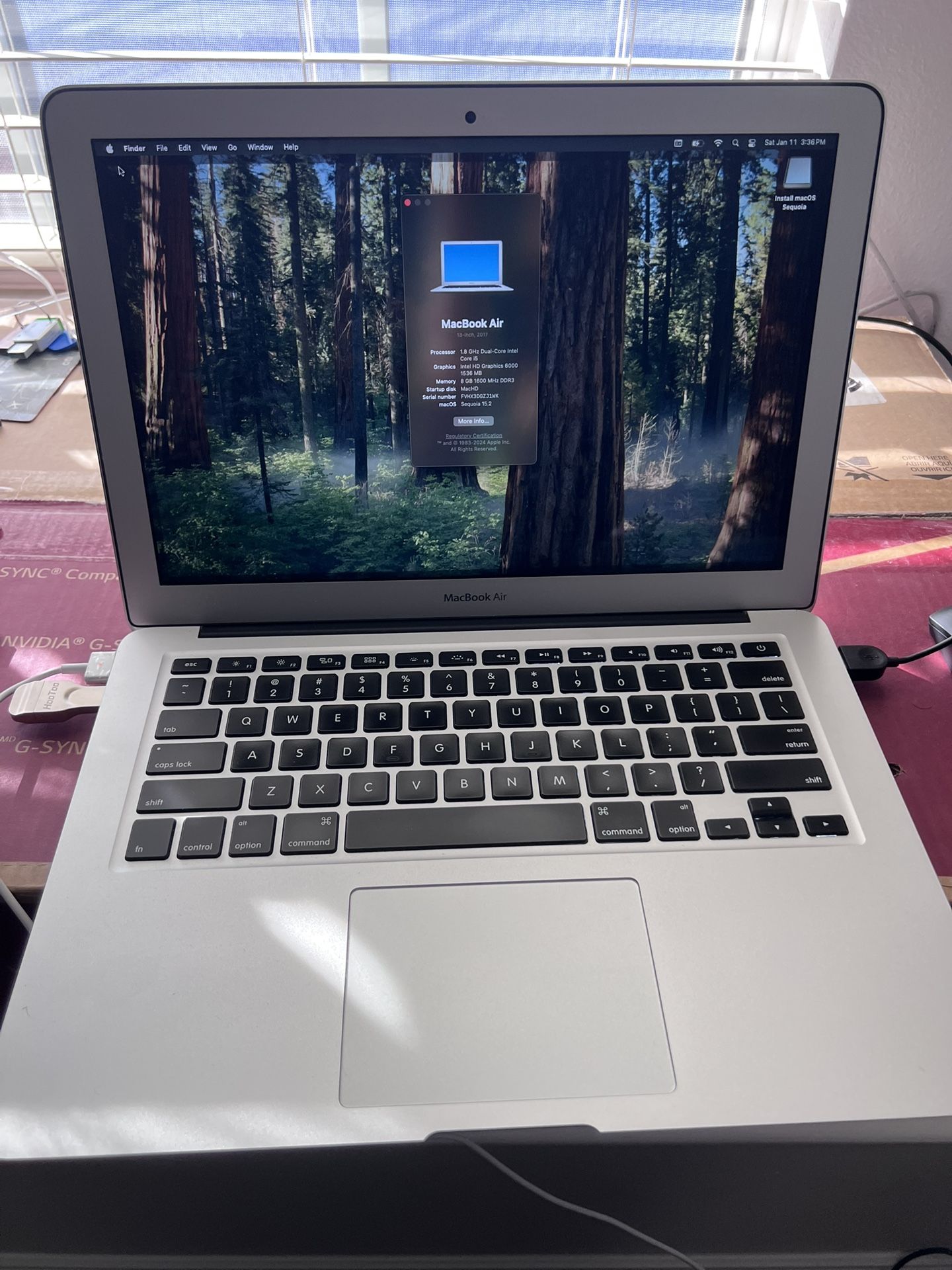 MacBook Air 2017 13” A1466 EMC 3178 i5 1.8GB 8GB 128GB sequoia MacOS OSX 15.2