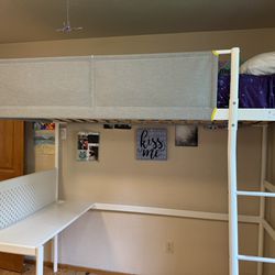 Loft bed with mattress and desk- IKEA Vitval