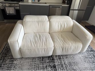White Power Reclining Loveseat – Hidden Rechargeable Battery