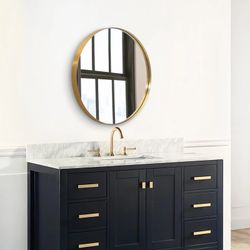 24 inch Round Wall Mirror Gold Circle Mirror for Bathroom