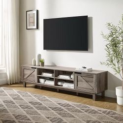 SALE!!! Barn Door 70" Rustic TV Stand — Low-Profile, Storage-Rich, Modern Farmhouse Style