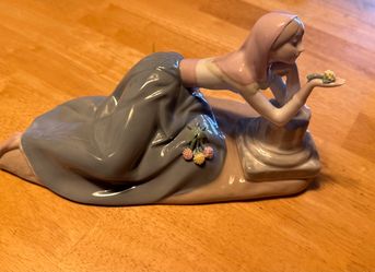 Bradford Porcelain Woman Figurine with Flowers