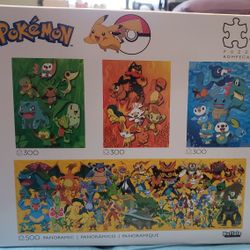 Pokémon - 4 Jigsaw Puzzles - 500 & 3x 300 Piece Buffalo Pokemon COMPLETE