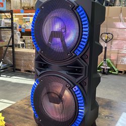 Dual 8” Speaker Bluetooth Loud Speaker with lights microphone instant karaoke Rechargeable
