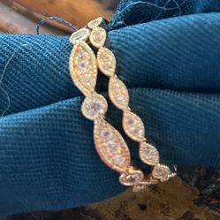 Cz Stack Ring 14k Solid Yellow Gold Size #6 $650