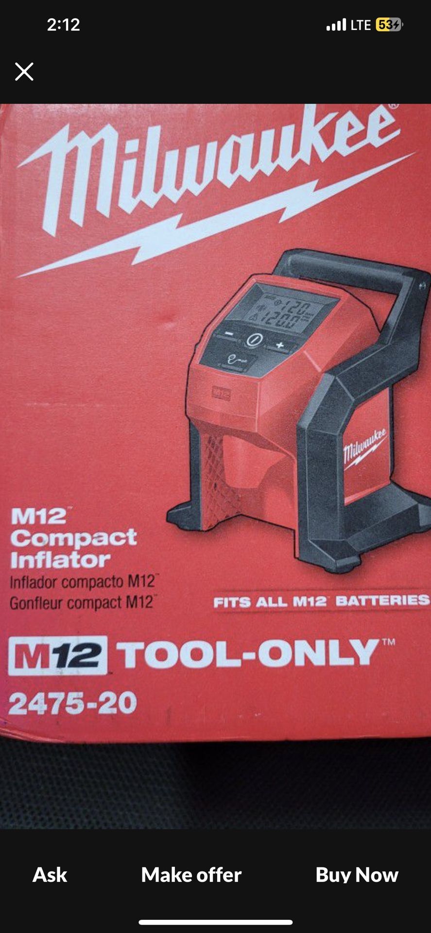 Milwaukee M12 Inflator 