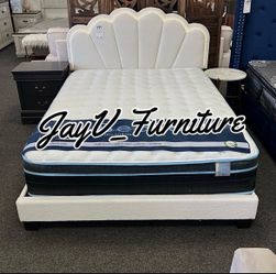 New Queen bed frame with mattress