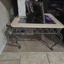 Corner end table and center table  granite with glass top