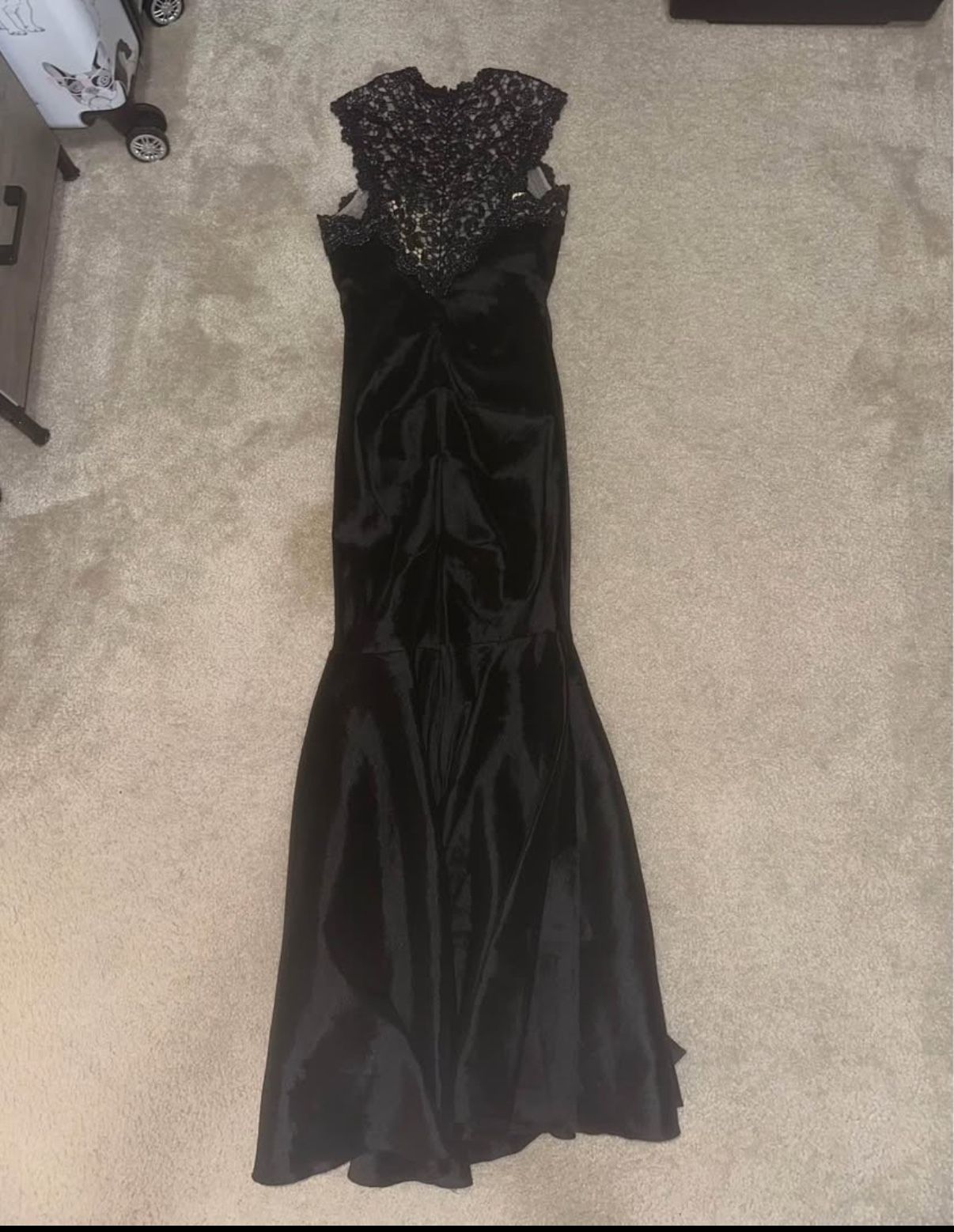 Xscape Joanna Chen Black Mermaid Lace Evening Gown Formal Gown