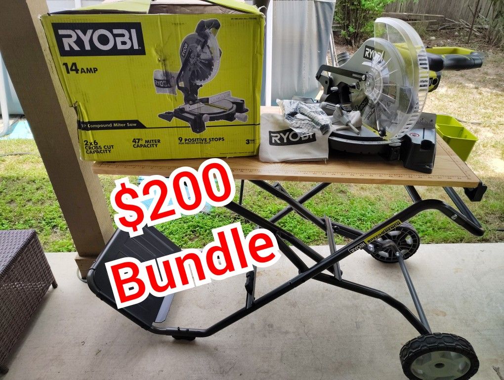 Ryobi 14-Amp 10” Compound Miter Saw + Brand New Work Table