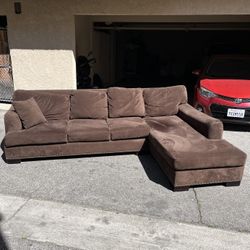 Beautiful Brown Suede Sectional Couch