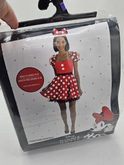 New Disney Minnie Mouse Adult XL 14-16 Costume Halloween Cosplay Dress Ears #789