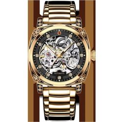 TINAIBIN Automatic Skeleton Watch Gold Tone.