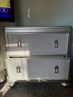 Silver 2-Drawer Nightstand Dresser