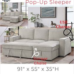 Super Cozy Sleeper Pull Out Sectional On Sale Now!! Just $598