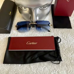 Cartier Buffalo Glasses Blue Tint