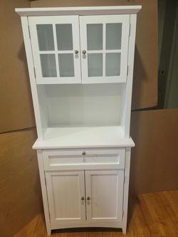 White Wood Kitchen Hutch Cabinet