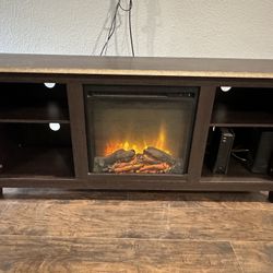 Tv Stand w/ Electric Fireplace and Space Heater