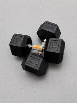 Rubber Coated 40 Pound Hex Dumbells