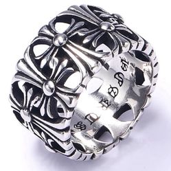 Chrome Hearts Cemetery 3/8” Thick Cross Stainless Steel Ring Sizes 9, 10 & 11