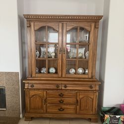 Solid Oak China Cabinet
