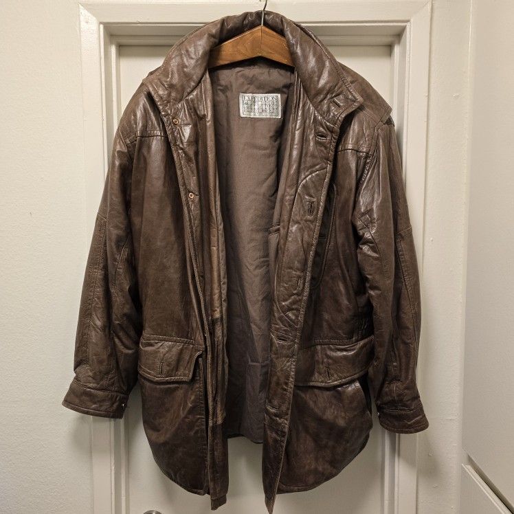 VINTAGE Robert Comstock EXPEDITION Mens LEATHER JACKET Brown Sz 40