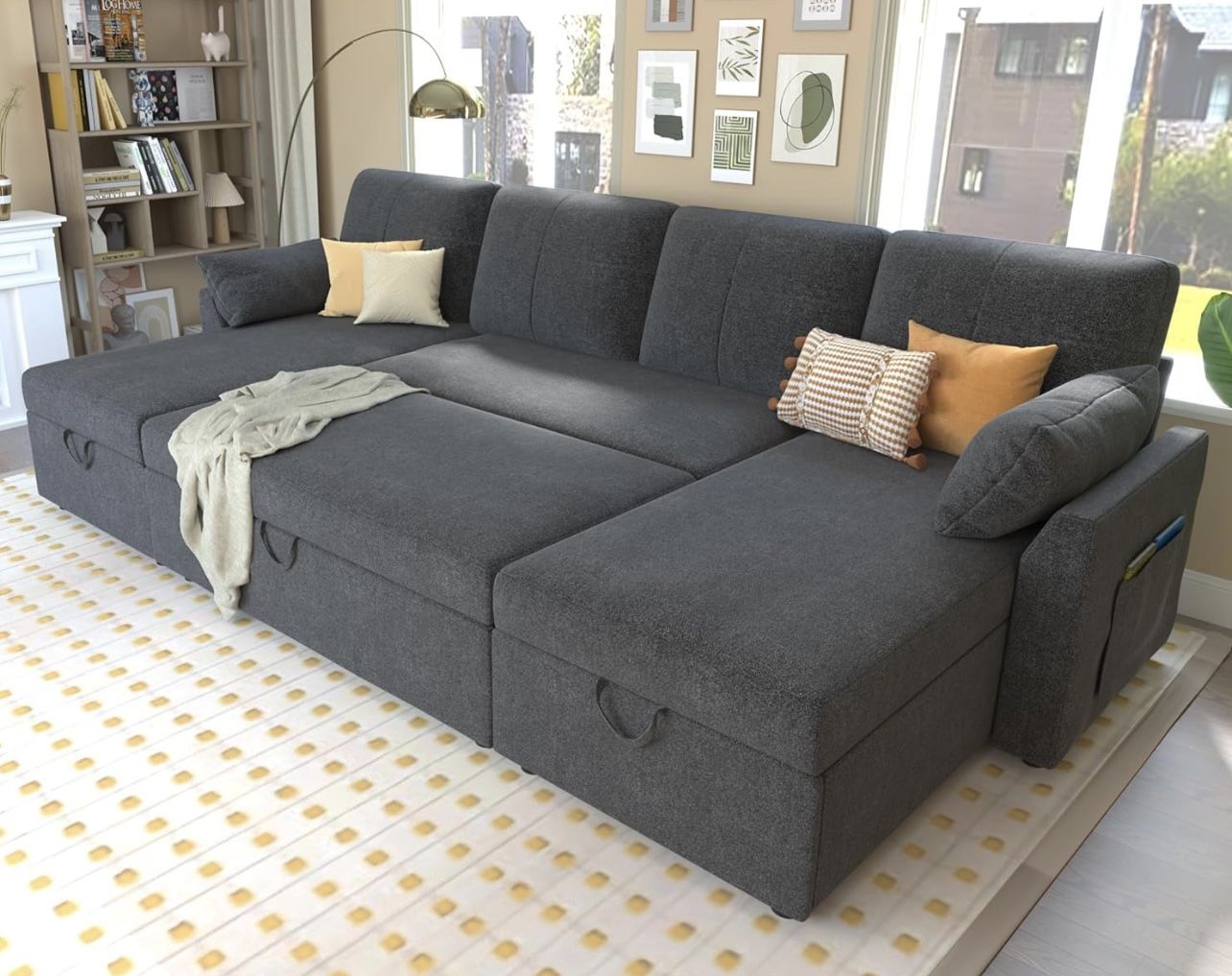 Sofa With Converted Bed and 2 Large storage Plus Side Pocket